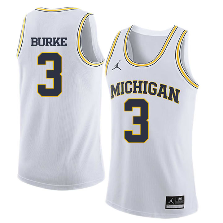 University of Michigan 3 Trey Burke White College Basketball Jersey Dzhi